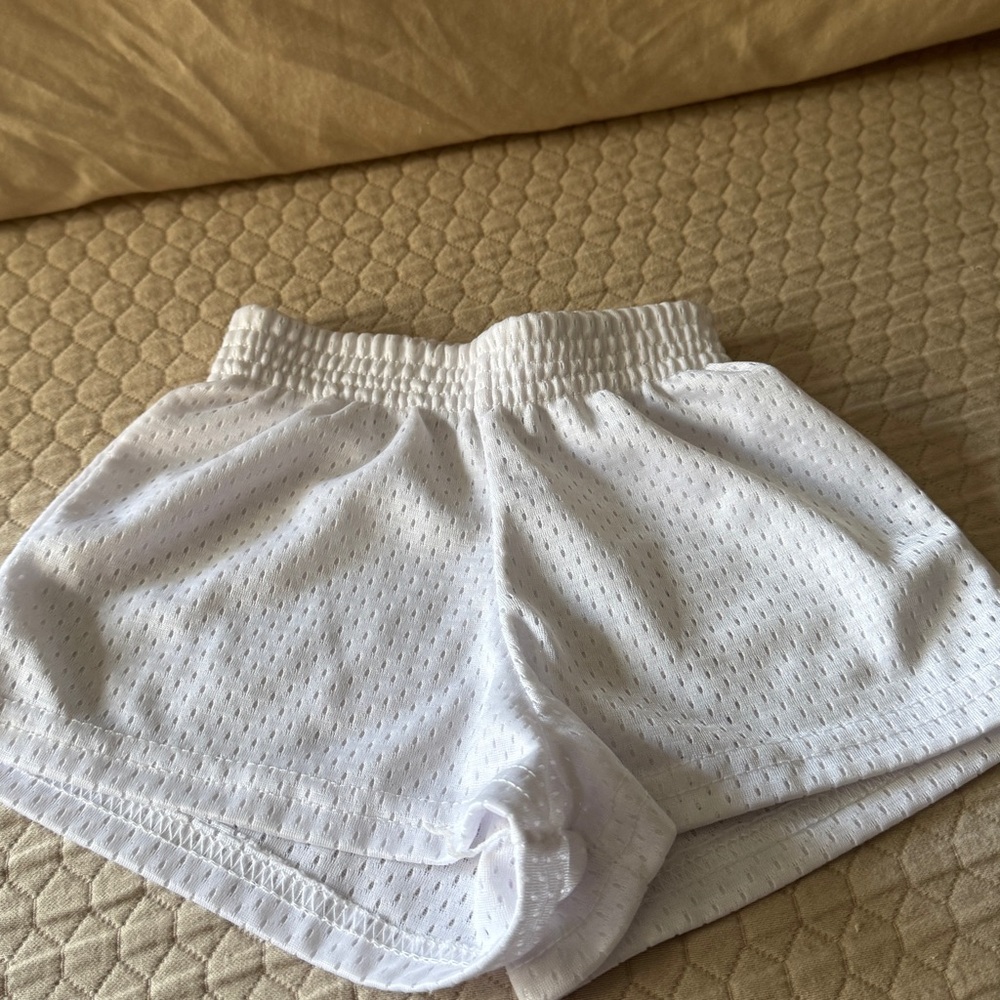 White Mesh Athletic Shorts with Elastic Waistband